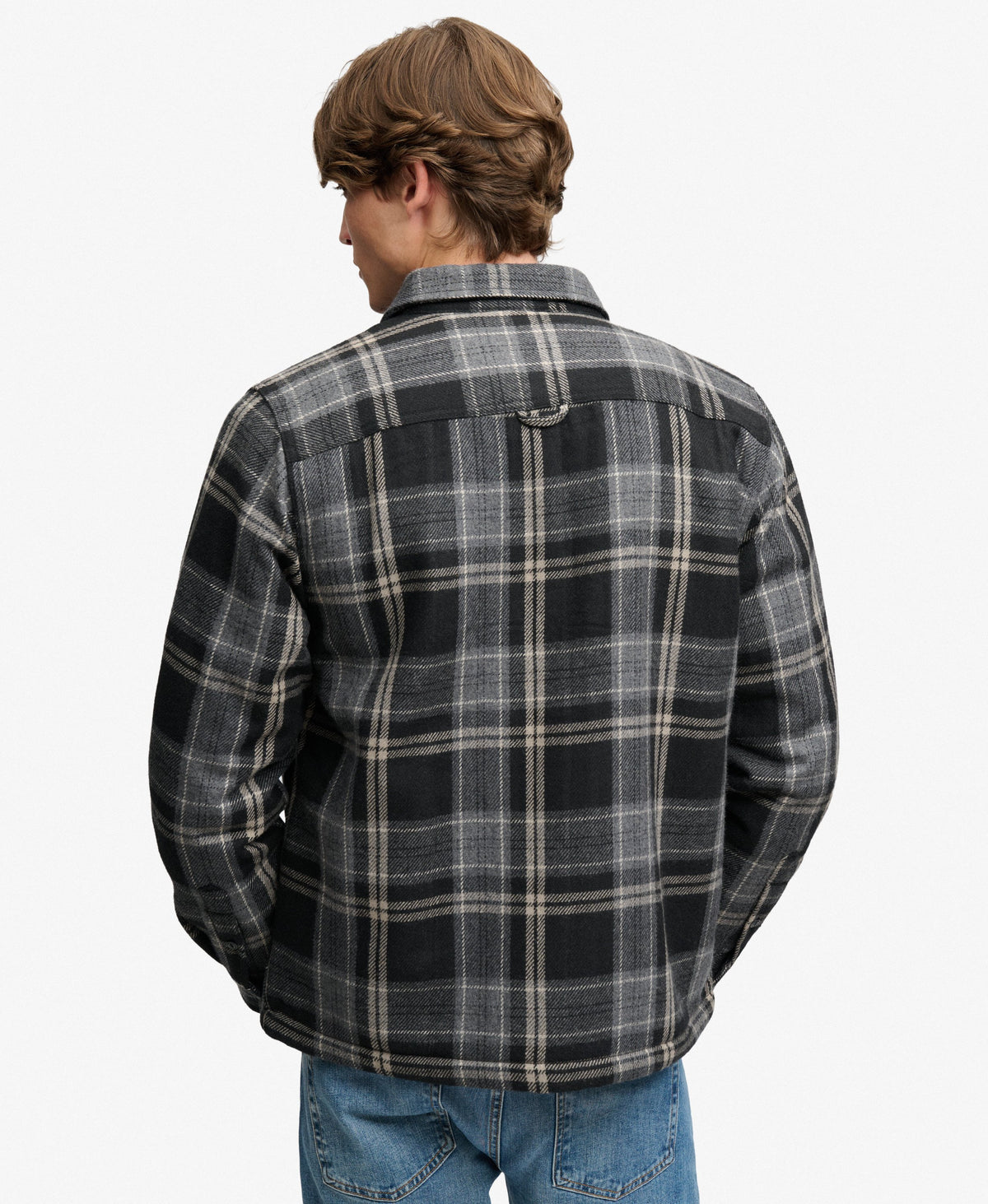 Sobrecamisa Miller con forro Borg cuadros peyton negro Superdry&Co