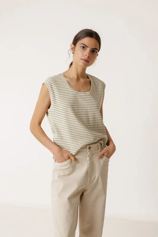 Camiseta box rayas khaki Indi&cold