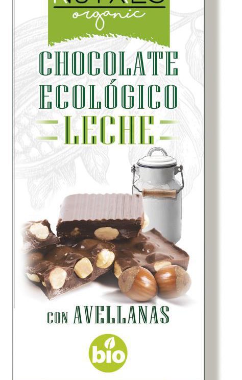 Chocolate con leche y avellanas. Bio.