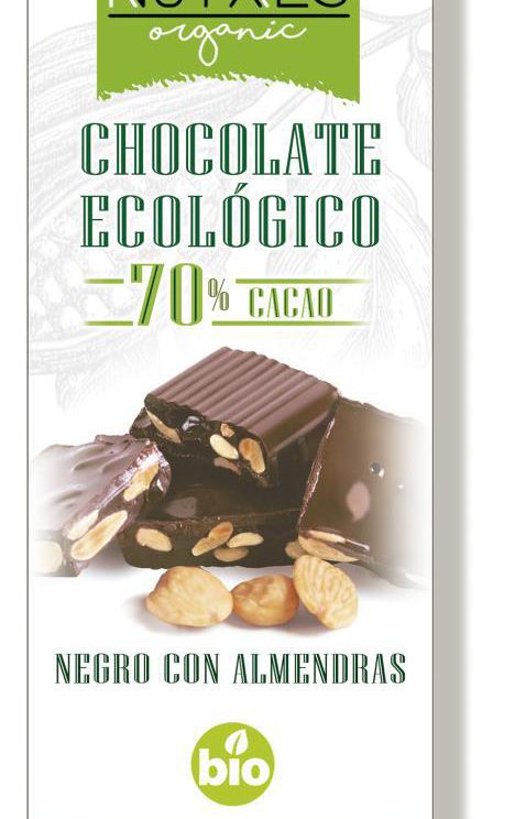 Chocolate 70% cacao con almendras. Bio