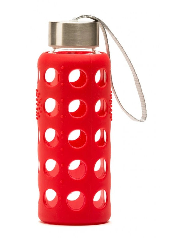 Botella de vidrio de borosilicato roja 300 ml Irisana