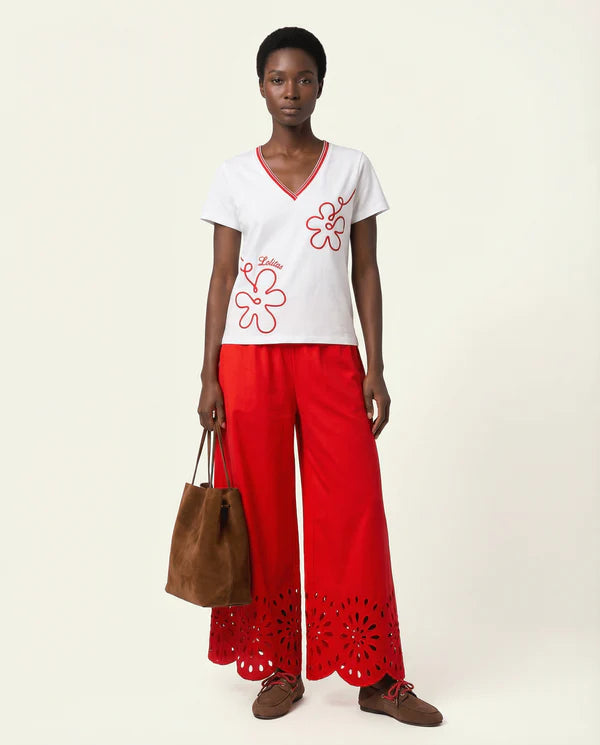 Camiseta blanca con flor roja Lolitas 1