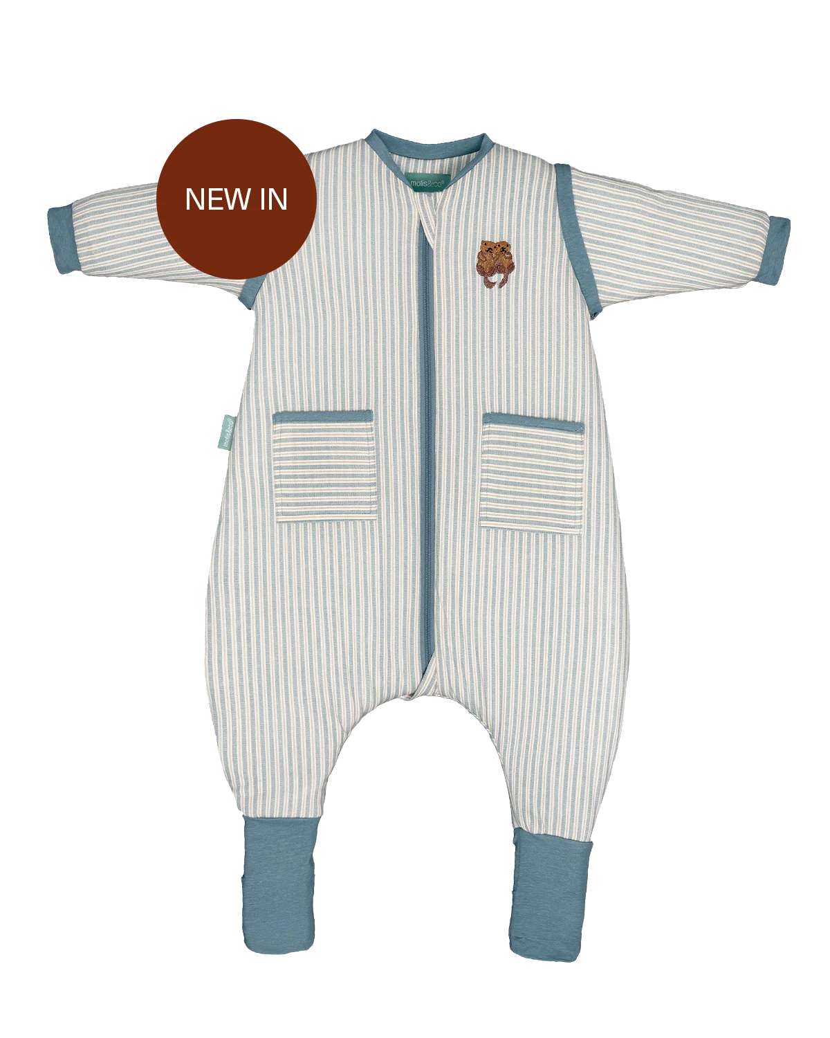 Pijama manta con mangas y calcetines antideslizantes - Blue Stripes - TOG 2.5 1