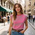 Camiseta de rayas con hombreras 1