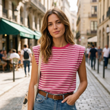 Camiseta de rayas con hombreras 1