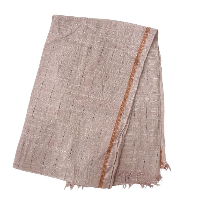 Fular lino rayas rosa palo 1