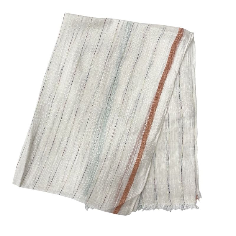 Fular lino rayas beige 1