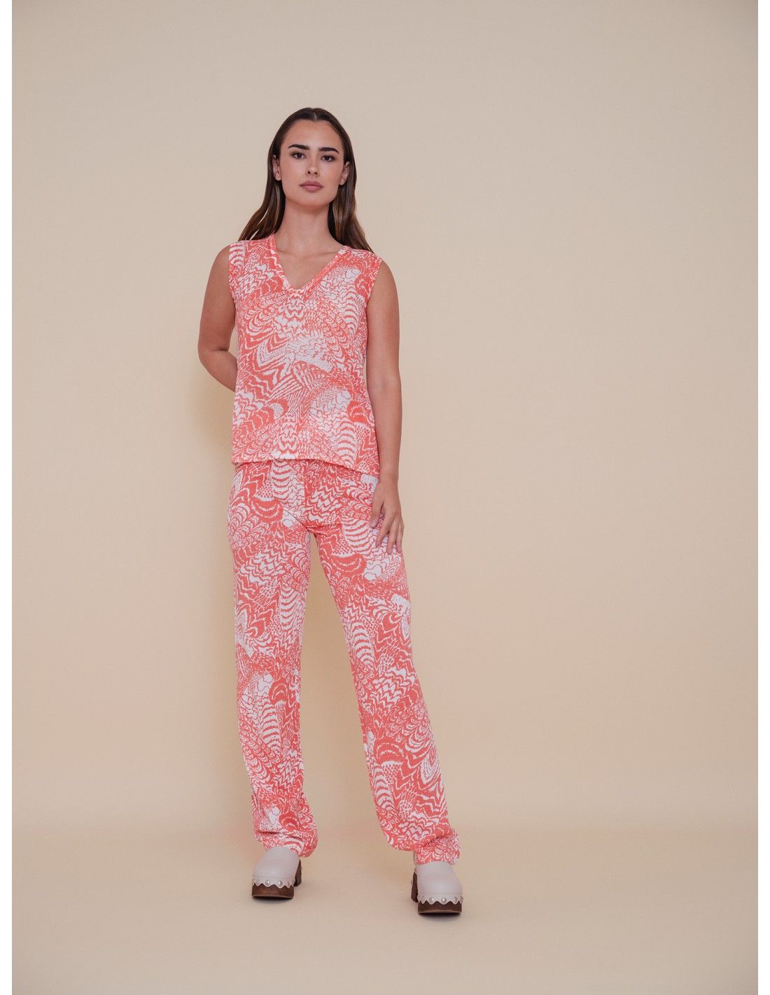 Top tirantes estampado naranja WNT 1