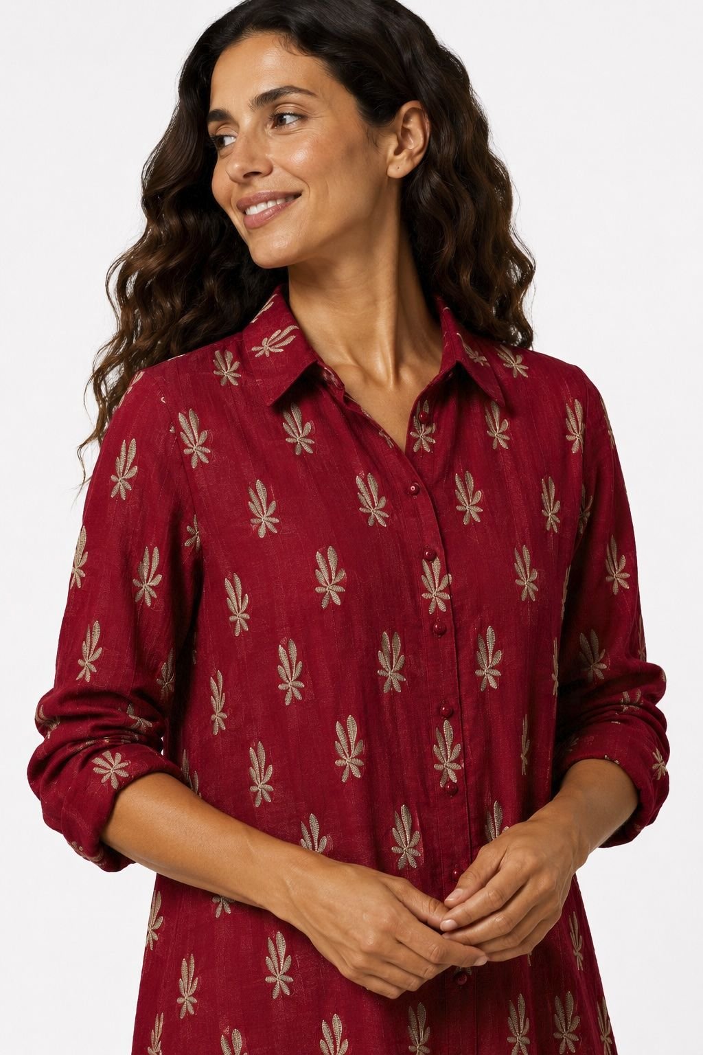 Blusón camisero Hermione granate Poupée Chic 1