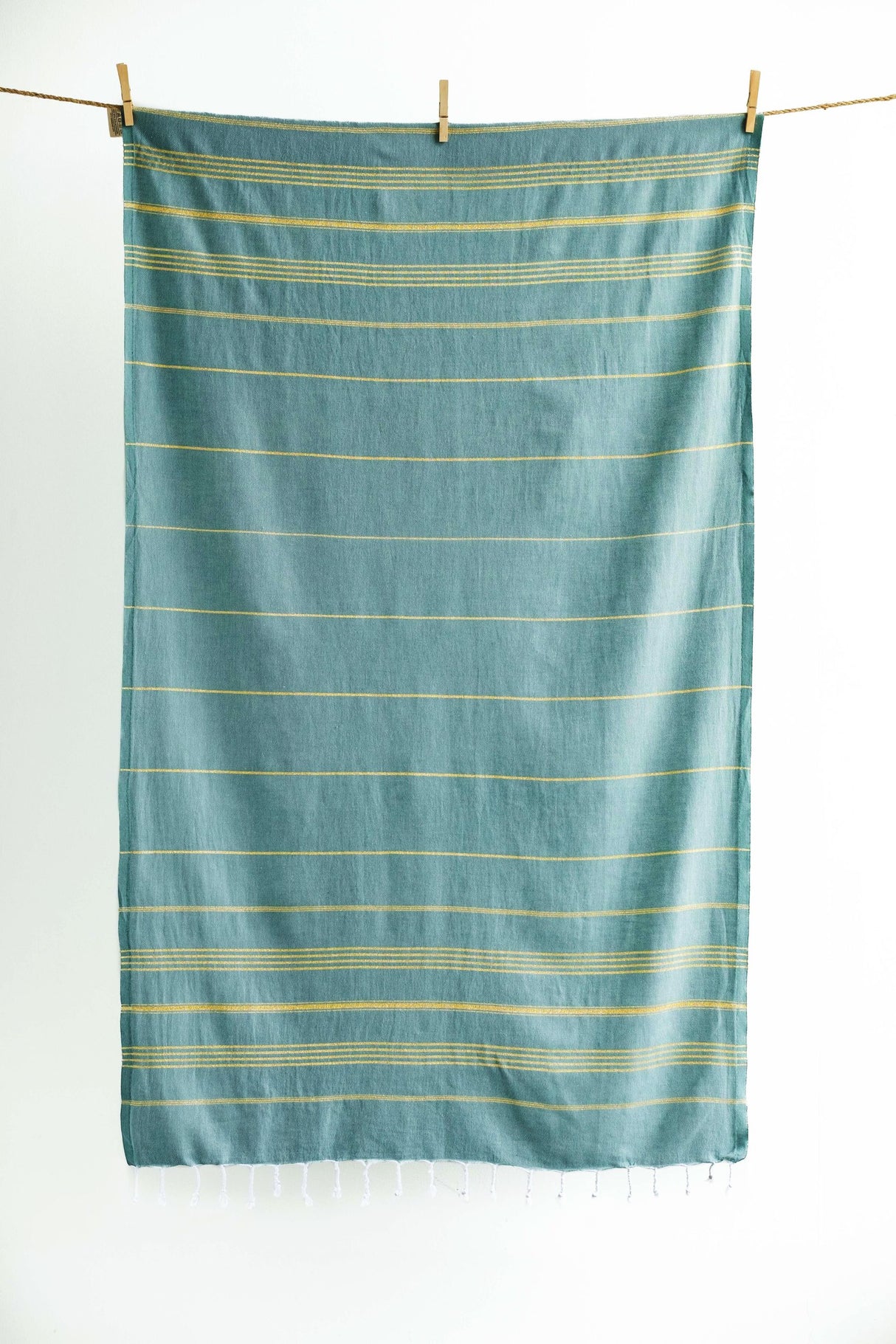 TOALLA AELIA ANNA RAYAS EUCALIPTO Y DORADAS