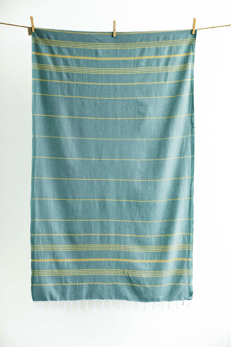 TOALLA AELIA ANNA RAYAS EUCALIPTO Y DORADAS