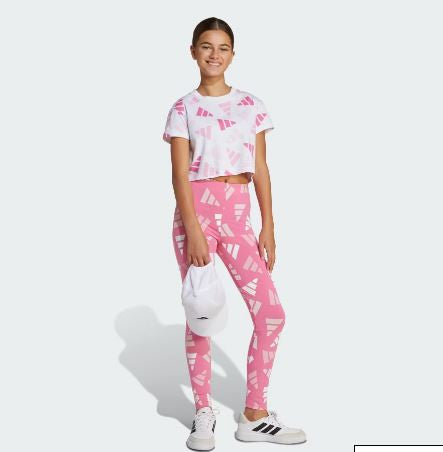 CAMISETA CORTA DE NIÑA ADIDAS BLANCA ROSA 1