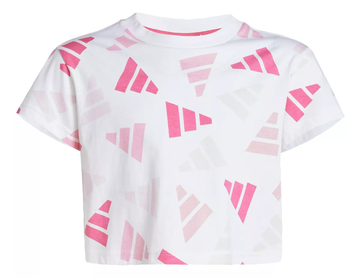 CAMISETA CORTA DE NIÑA ADIDAS BLANCA ROSA 2