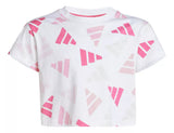CAMISETA CORTA DE NIÑA ADIDAS BLANCA ROSA 2