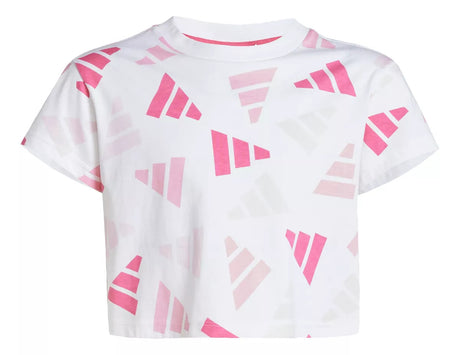 CAMISETA CORTA DE NIÑA ADIDAS BLANCA ROSA 2