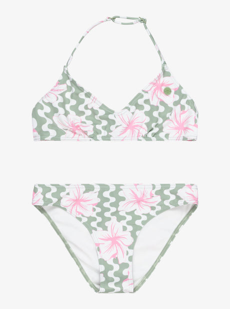 BIKINI DEPORTIVO PARA NIÑA, MARCA ROXY ESTAMPADO VERDES 1