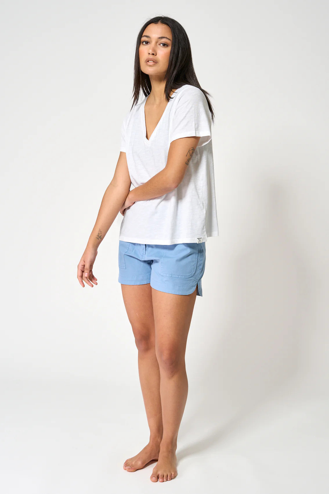 CAMISETA CORTA PICO BATELA COLOR BLANCO 1