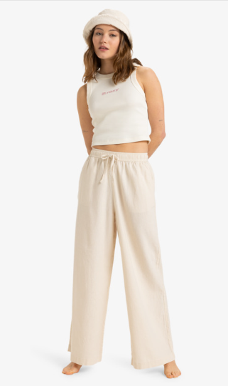 PANTALON LINO ROXY COLOR BEIGE 1
