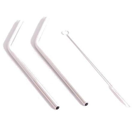 2 Pajitas Reutilizables Dobladas Cortas de Inox - Dendago