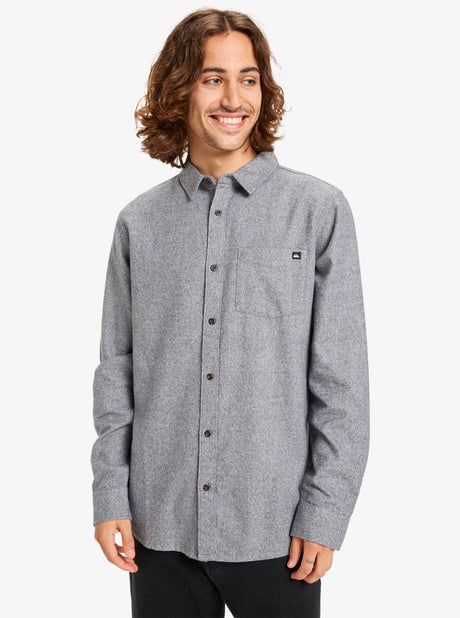 CAMISA HOMBRE FRANELA TEJIDO AGRADABLE JASPEADO AZUL GRIS MARCA QUIKSILVER 1