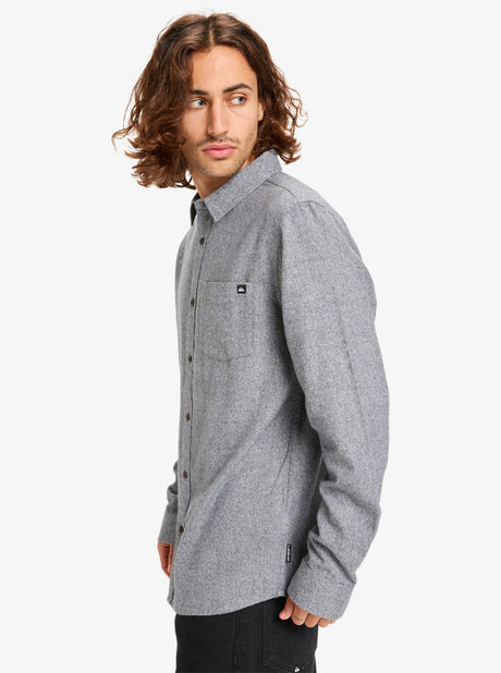 CAMISA HOMBRE FRANELA TEJIDO AGRADABLE JASPEADO AZUL GRIS MARCA QUIKSILVER 2