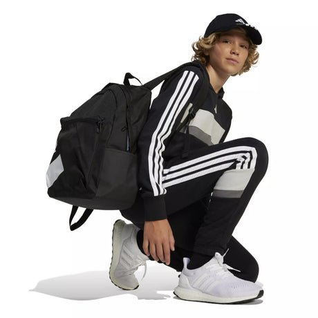 SUDADERA PARA NIÑ@ MARCA ADIDAS, ALGODON 100% COLOR NEGRO FRANJA 1