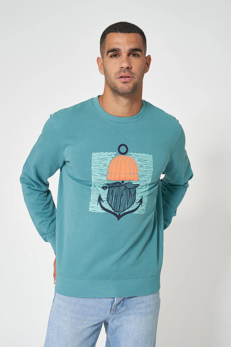 SUDADERA BATELA TERRY DIBUJO MARINERO AZUL 2