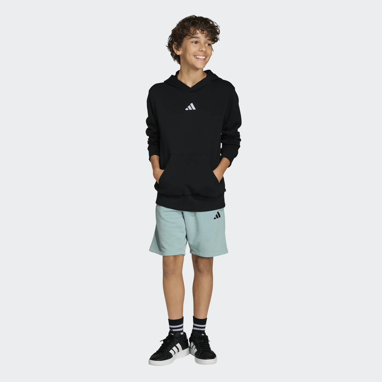 BERMUDA ADIDAS BOYS FRENCH TERRY SLOGAN SHORTS COLOR TURQUESA, ALGODON 1
