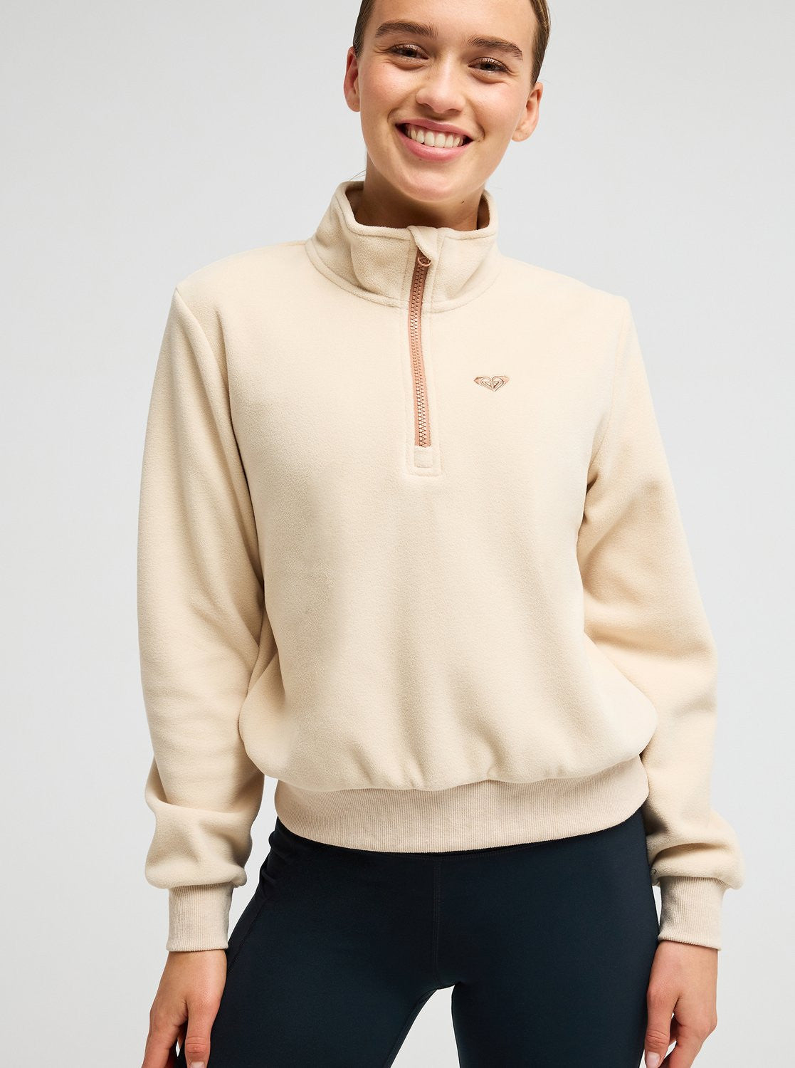 SUDADERA ROXY WAVES OF WARMTH BEIGE 1