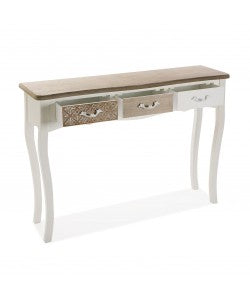 CONSOLA BLANCA MADERA CAJONES 2