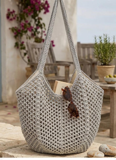 Bolso tote de hombro, tejido trenzado 1