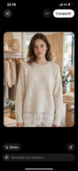 JERSEY DE MANGA LARGA BEIGE CON PUNTILLA EN EL BAJO DEL JERSEY 1