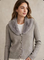 CHAQUETA DE CANALE GRIS CON CUELLO DE PELO 1