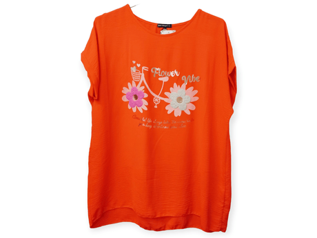 Camiseta naranja flower 1