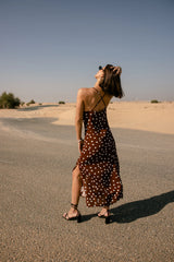 FREEMAN T. PORTER VESTIDO MAXI MARRON TOPOS RISAMA DOTS