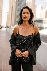 FREEMAN T. PORTER TOP TIRANTES TACHAS NEGRO ELJY PLAIN