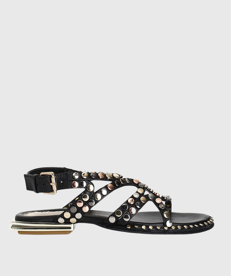 CafeNoir – Sandalias con tachas multicolor y tacón bajo de mujer 1