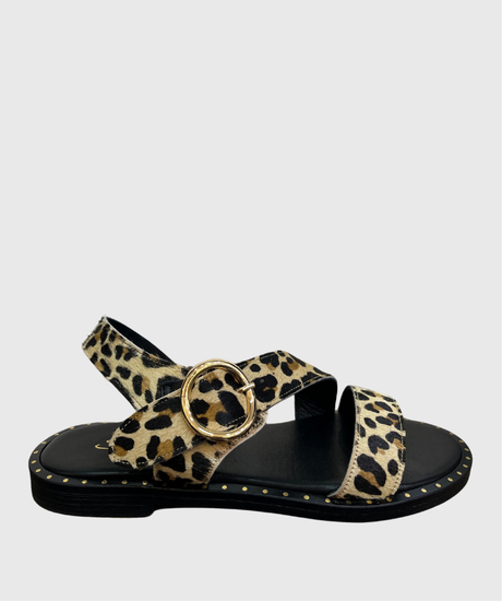 S.Piero – Sandalias de piel con estampado animal print y hebilla mujer 1