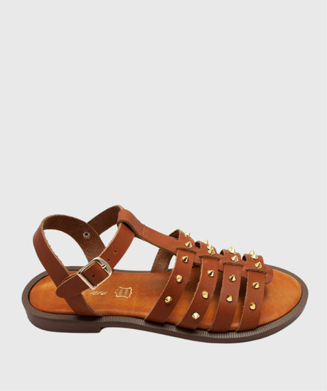 S.Piero – Sandalias de piel con tachas y hebilla mujer 1