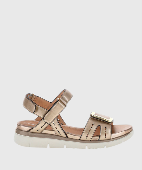 Stonefly – Sandalias metalizadas con velcros y cuña baja de mujer 1