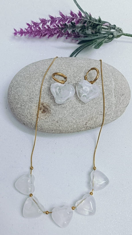 Conjunto corazones blancos acero 1