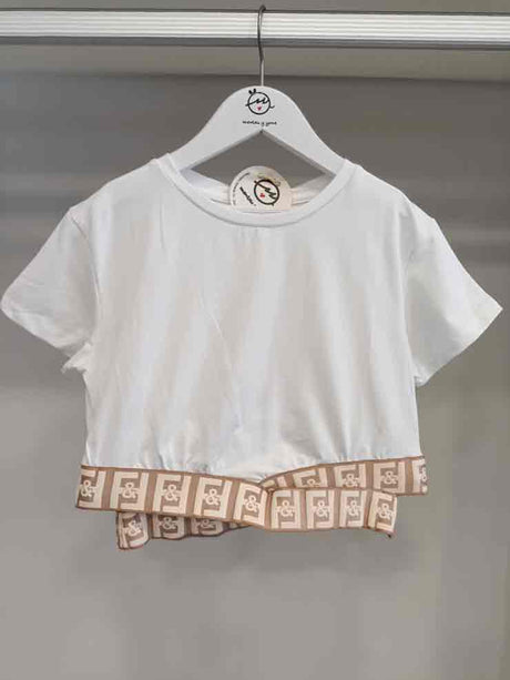 CAMISETA BLANCA Y CAMEL MANGA CORTA 1