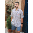CAMISA BEIGE/AÑIL DELANTERA