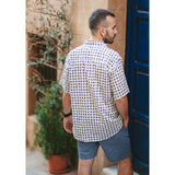 CAMISA BEIGE/AÑIL TRASERA