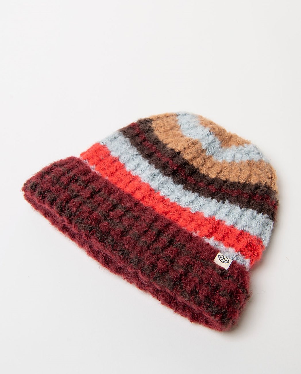 Gorro de punto con rayas Granate