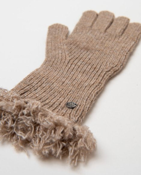 Guante con flecos Beige