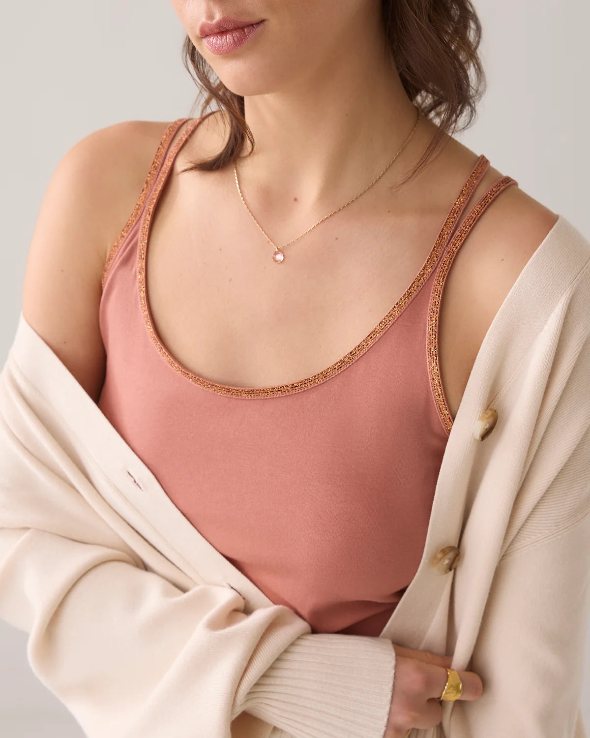 SUMMUM CAMISETA TIRANTES CRUZADOS SEPIA