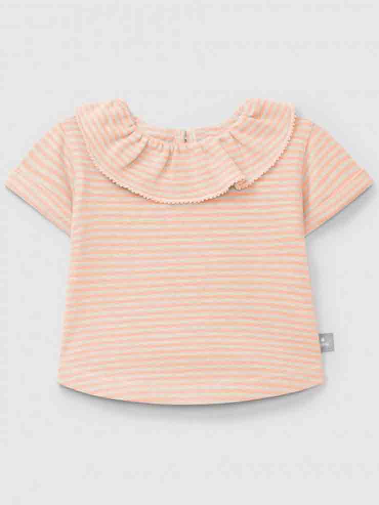 CAMISETA BEIGE Y CORAL MANGA CORTA 1