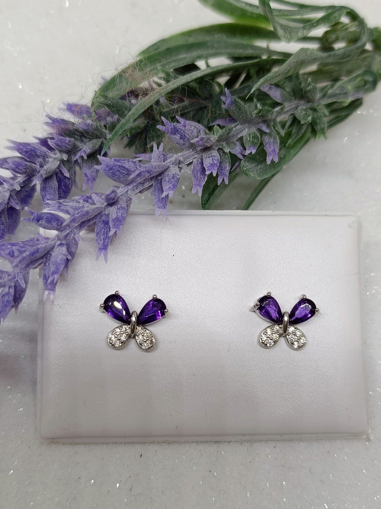Pendientes mariposa amatista 1