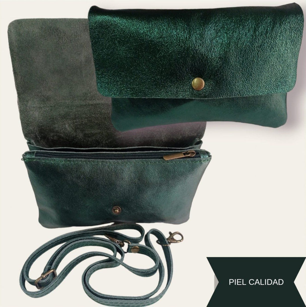Bolso piel verde 1